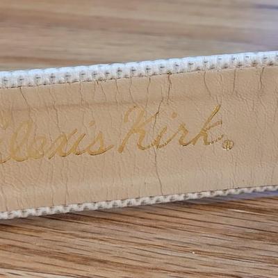 28: Alexis Kirk Cream Leather Belt with Gold & Cream Buckle