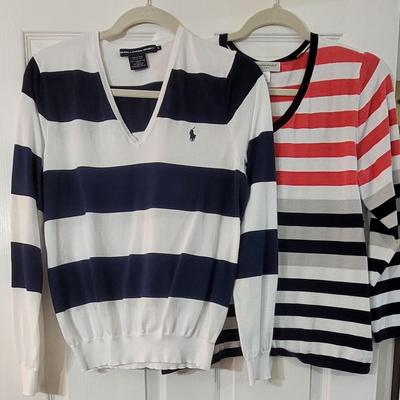 37: Ralph Lauren Blue & White Stripe Sweater and Christopher & Banks Multicolored Stiped Sweater