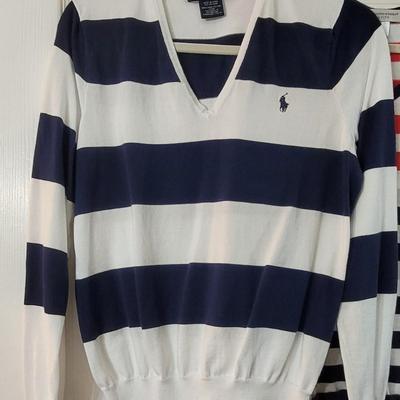 37: Ralph Lauren Blue & White Stripe Sweater and Christopher & Banks Multicolored Stiped Sweater
