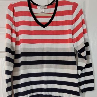 37: Ralph Lauren Blue & White Stripe Sweater and Christopher & Banks Multicolored Stiped Sweater