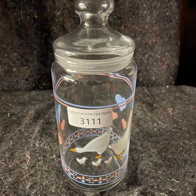 Glass Jar with Ducks Decoration