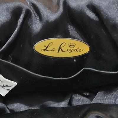 46: LA Regale Black Beaded Purse with Gold Snack Chain Strap
