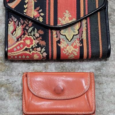 49: Orange Leather Belarno Wallet and Casleigh Brocade Clutch Wallet