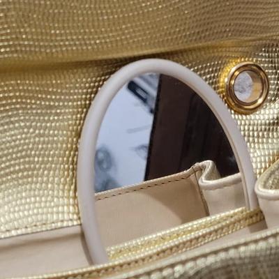 50: Gold Leather Stefano Evening Bag with 2 Strap Choices