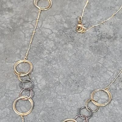 58: Gold & Gunmetal Chain Necklace and Tortoise Shell Style Necklace