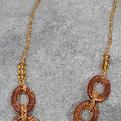 58: Gold & Gunmetal Chain Necklace and Tortoise Shell Style Necklace