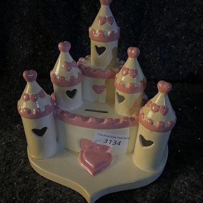 Pink & White Decorative Ceramic Princess Castle Bank