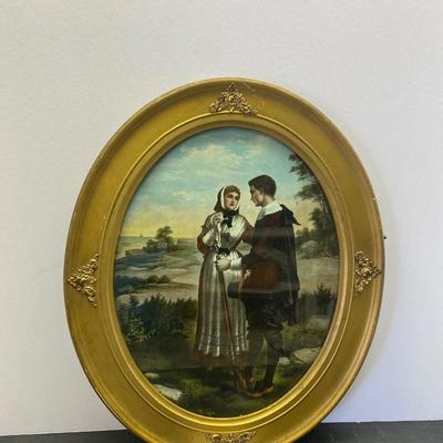 Vintage Oval Picture and Frame