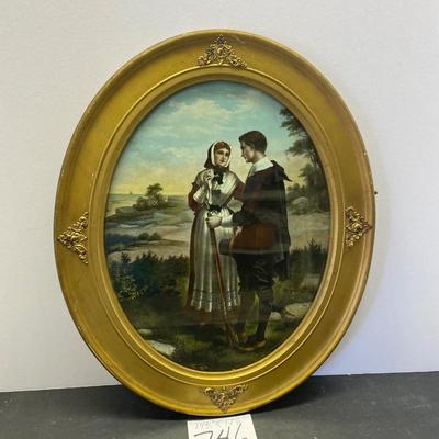 Vintage Oval Picture and Frame