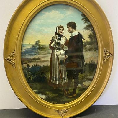 Vintage Oval Picture and Frame