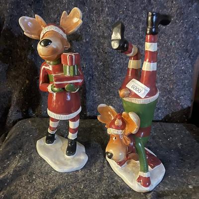 Christmas Moose Figurines, 12â€ tall