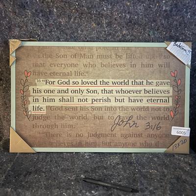 13" X 20" Decorative Plaque - John 3:16