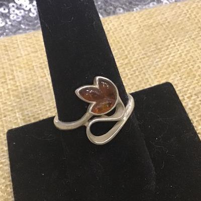 Amber Sterling Silver 925 Ring