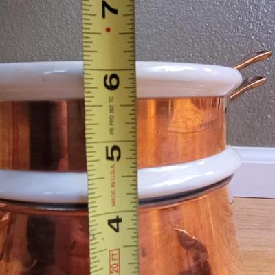 111: Bazar Francais New York Copper & Ceramic Double Boiler