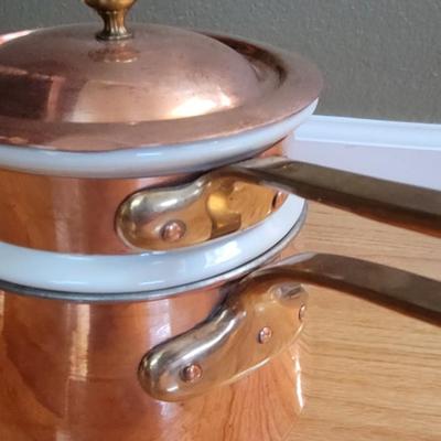 111: Bazar Francais New York Copper & Ceramic Double Boiler