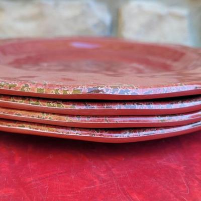 113: Pier 1 Dark Red Plastic Plates
