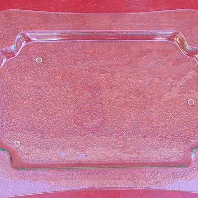 136: Textured Glass Tray with Handles