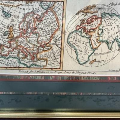 Hand Colored Hemisphere Map Showing CA as an Island