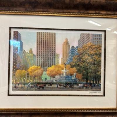 New York Pulitzer Fountain Lithograph by Alexander Chen