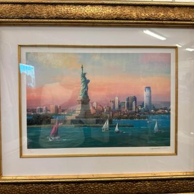 Statue of Liberty Jersey City Litho by Alexander Chen