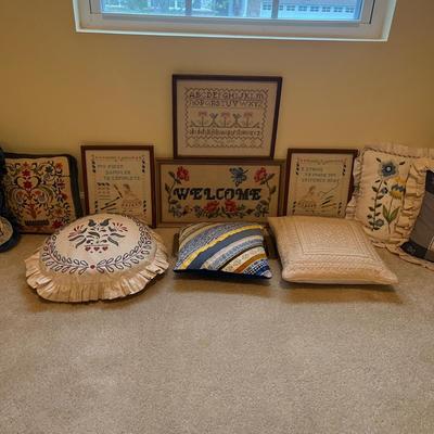 Needlepoint Pillows, Framed Needlepoint Art and More Fiber Art Pieces (UD-MG)
