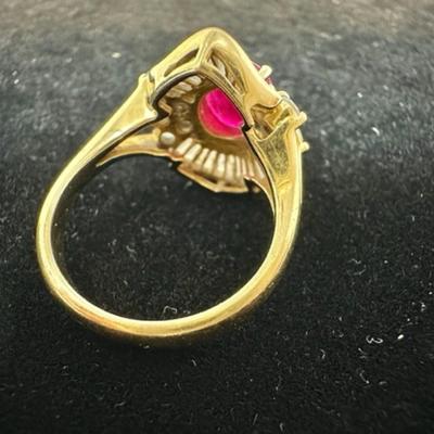 18 Karat Yellow Gold, Ruby and Diamond Ring