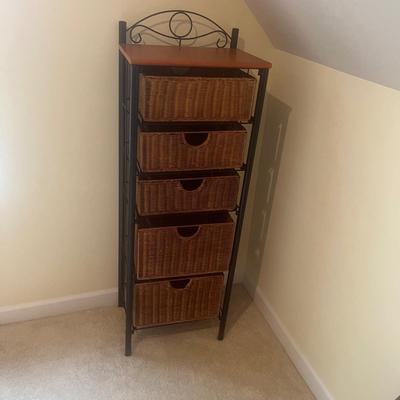 Metal & Wicker Five Drawer Storage Unit (UD-MG)