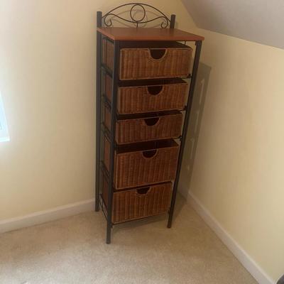 Metal & Wicker Five Drawer Storage Unit (UD-MG)