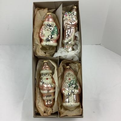 Lot 282. Set of Four Vintage Mercury Glass Santa Claus Christmas Ornaments