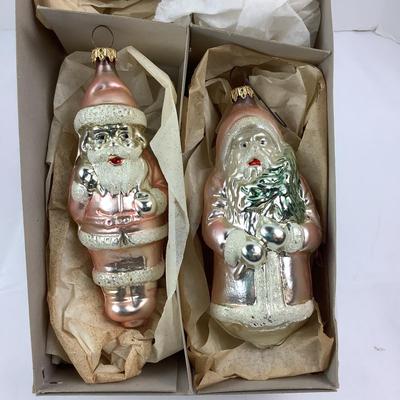 Lot 282. Set of Four Vintage Mercury Glass Santa Claus Christmas Ornaments