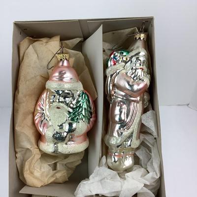 Lot 282. Set of Four Vintage Mercury Glass Santa Claus Christmas Ornaments