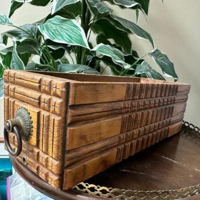 Vintage sewing cabinet drawer great for storage of pens, and desk items