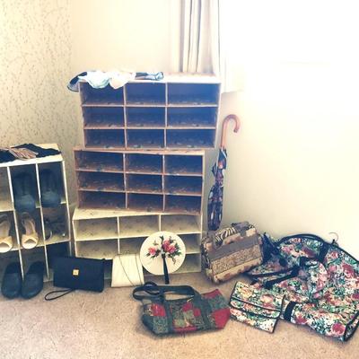 FOUR SLOTTED SHOE BOXES-SOFT SIDE LUGGAGE BAGS-LADIES ACCESORIES