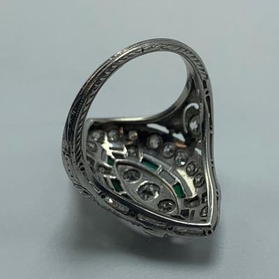 Diamond & Emerald Platinum Ring and More (B5-HS)