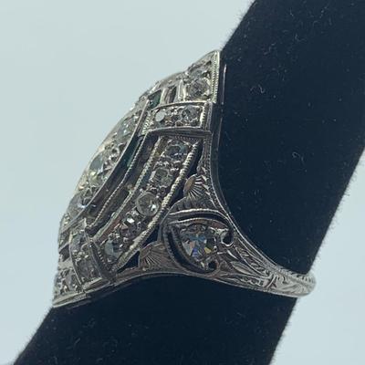 Diamond & Emerald Platinum Ring and More (B5-HS)