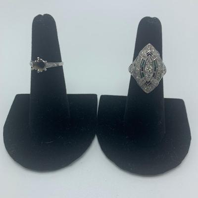 Diamond & Emerald Platinum Ring and More (B5-HS)