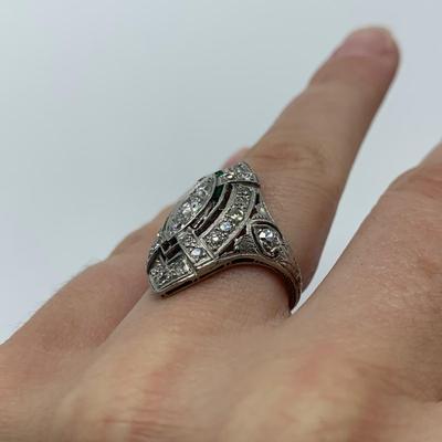 Diamond & Emerald Platinum Ring and More (B5-HS)