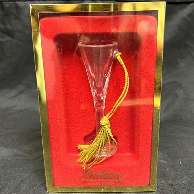 Gorham Crystal Limited Edition Year 2000 Champagne Glass Christmas Holiday Ornament