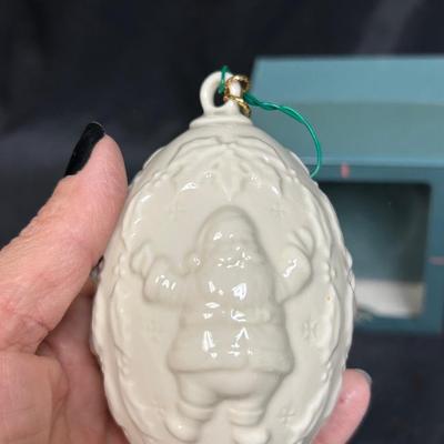 Lenox Ivory China Santa Claus Egg Shaped Christmas Holiday Hanging Tree Ornament
