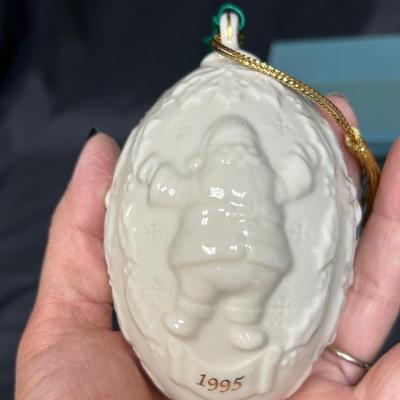 Lenox Ivory China Santa Claus Egg Shaped Christmas Holiday Hanging Tree Ornament