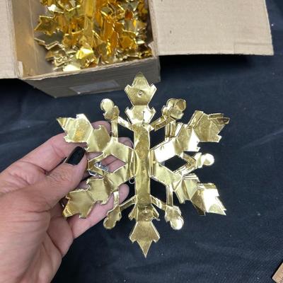 Two Tone Vintage Foil Hanging Snowflakes Christmas Holiday Decor Ornaments