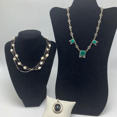 Vintage Necklaces and Sterling Onyx Pendant (B5-HS)
