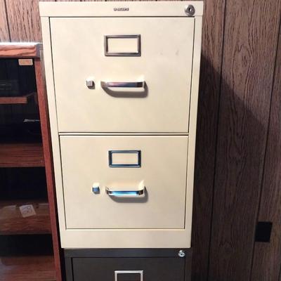 TWO METAL, TWO DRAWER FILING CABINETS