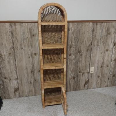 WICKER SHELF UNIT AND LEGEND RUNNER RUG