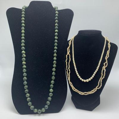 Jade & Pearl Strand Necklaces (B5-HS)