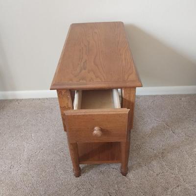WOODEN ONE DRAWER TWO TEIR END TABLE