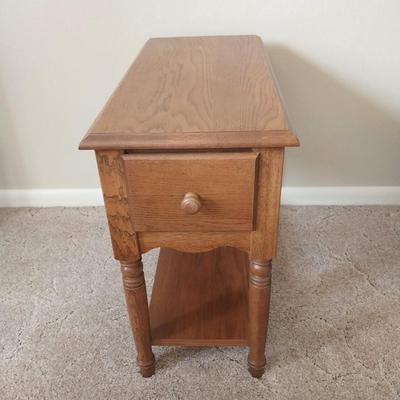 WOODEN ONE DRAWER TWO TEIR END TABLE