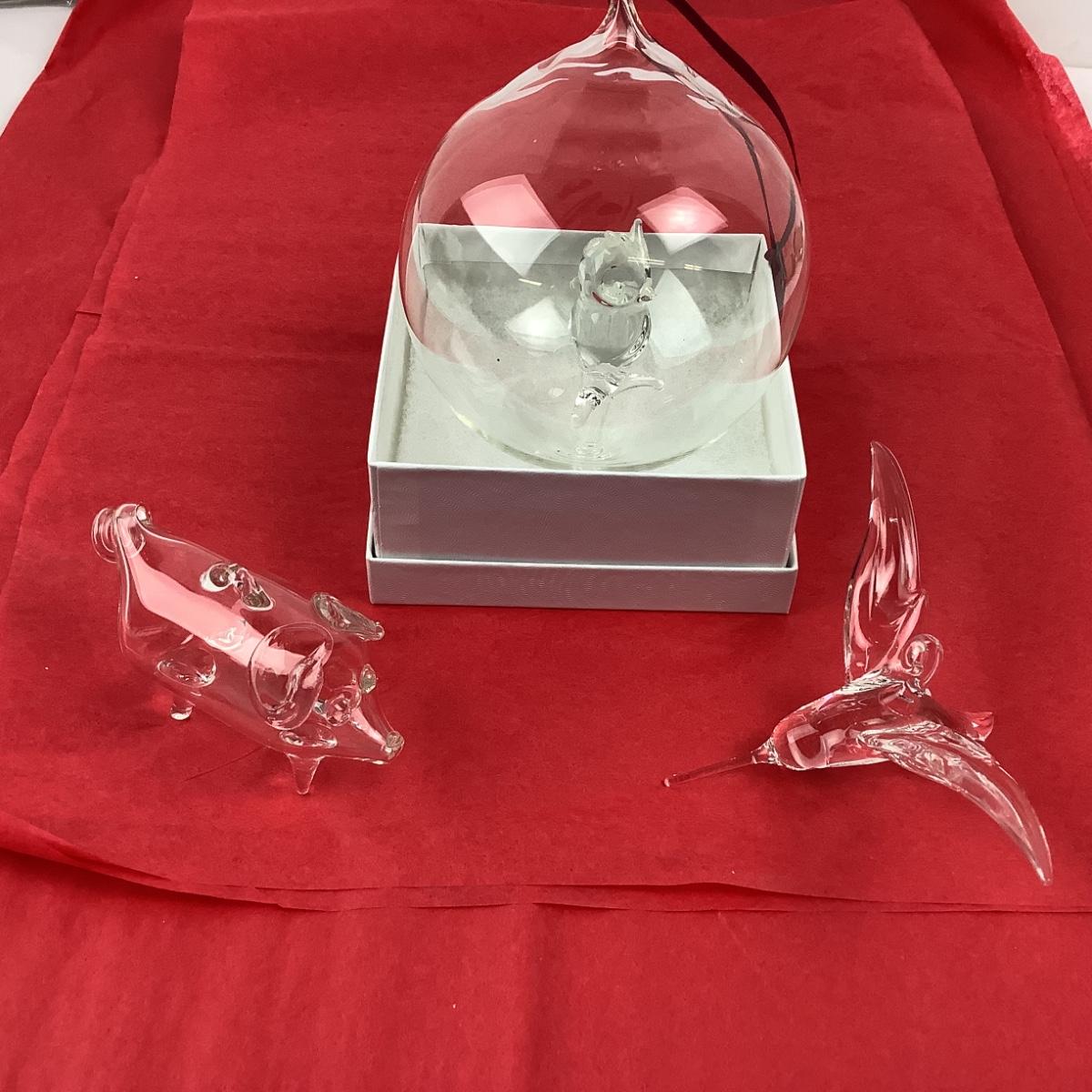 Lot 320 Three Clear Glass Ornaments