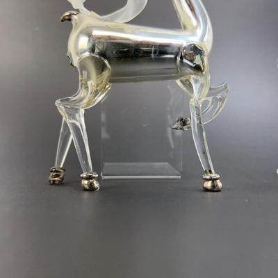 Lot 321 Pair of Silver Blown Glass Reindeer