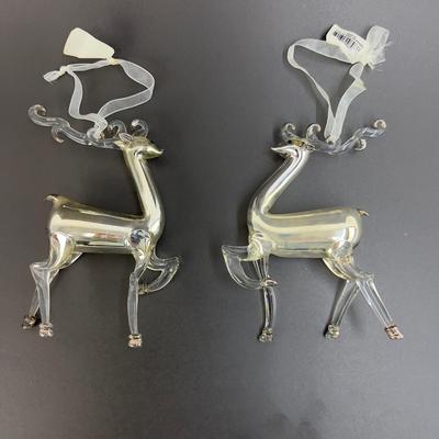 Lot 321 Pair of Silver Blown Glass Reindeer